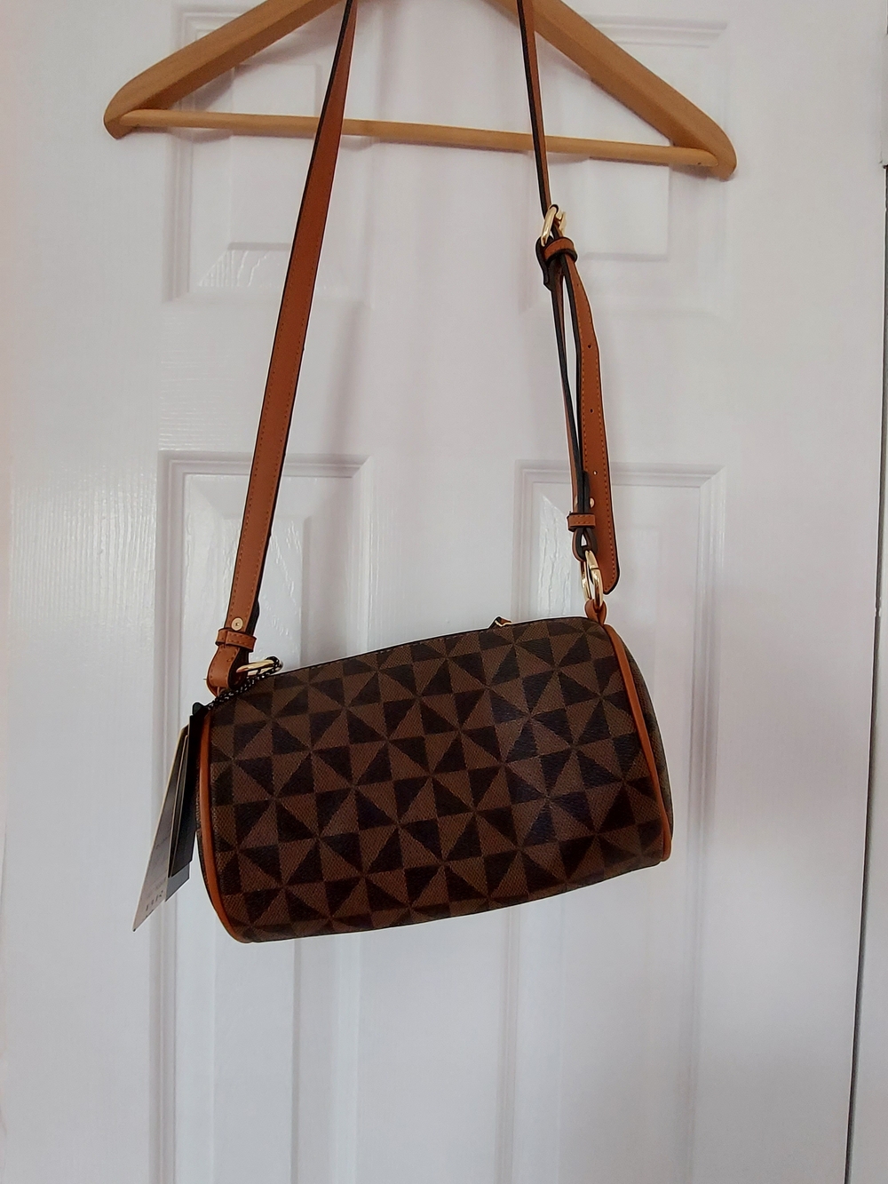 Brown Geometric Crossbody Shoulder Bag - Unbranded